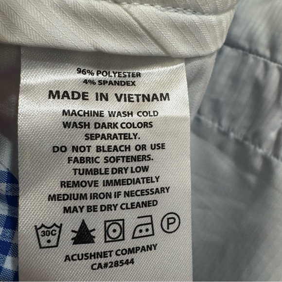 FootJoy Blue and White Checkered Flat Front Shorts Waist 40 - Picture 6 of 6